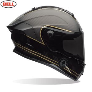 Bell Street 2021 Race Star Flex DLX Adult Helmet (Speed Check Matte Black/Gold)